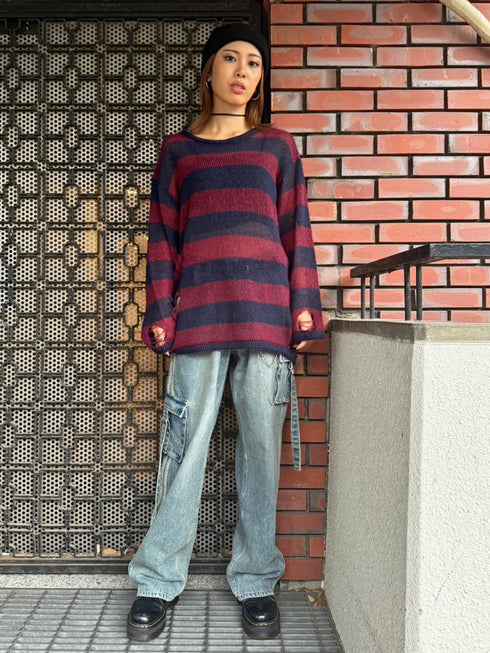 ダメージボ-ダーニットトップス